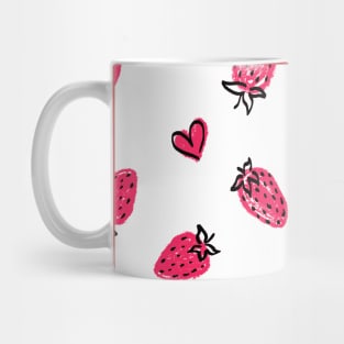 White Strawberry Love Mug